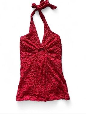Red Lace Bisou Bisou Halter Tank Top Dead stock with tags